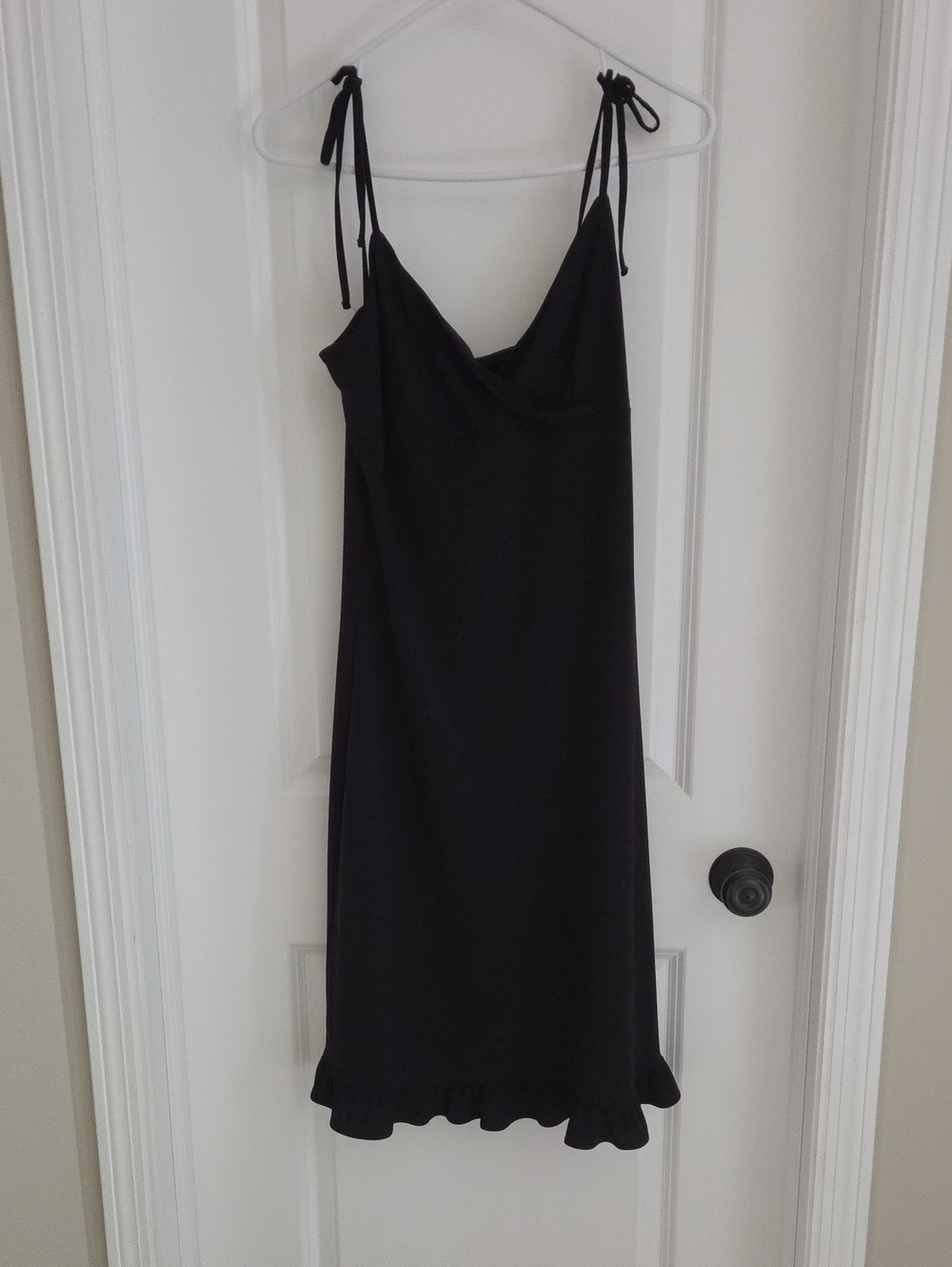 Express Black Tie-Shoulder Slip Midi Dress